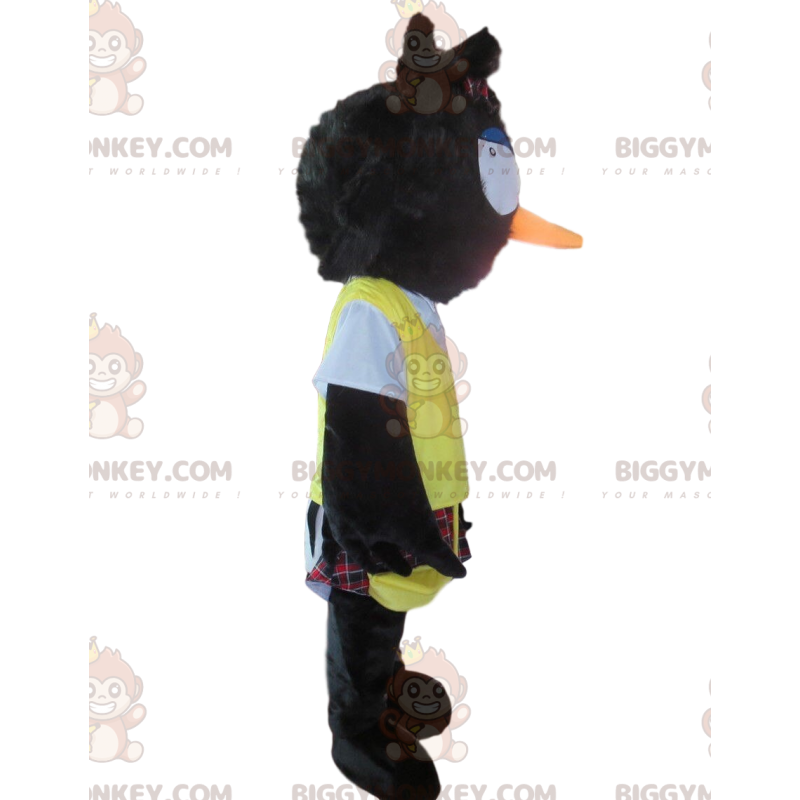 BIGGYMONKEY™ mascottekostuum van rommelige zwarte vogel met BIGGYMONKEY™ mascottekostuum van rommelige zwarte vogel met