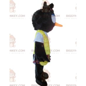 Traje de mascote BIGGYMONKEY™ de pássaro preto bagunçado com