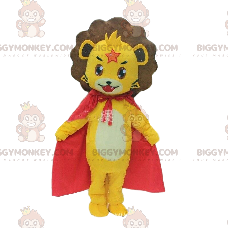 BIGGYMONKEY™ maskottiasu pienestä keltaisesta leijonasta BIGGYMONKEY™ maskottiasu pienestä keltaisesta leijonasta