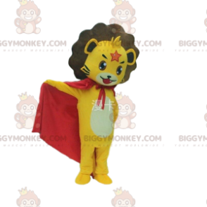 BIGGYMONKEY™ maskotkostyme av liten gul løve med kappe, løveungekostyme - Løve maskoter - BIGGYMONKEY_010369 - BiggyMonkey.com