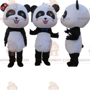 2 BIGGYMONKEY™s schwarz-weißes Panda-Maskottchen, Panda-Paar -