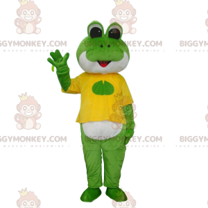 Costume de mascotte BIGGYMONKEY™ de grenouille verte et blanche