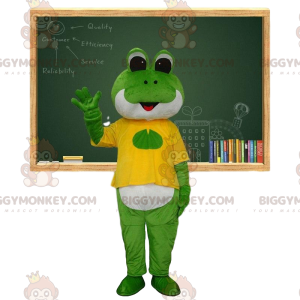 BIGGYMONKEY™ Mascot Costume Green and White Frog Dressed in