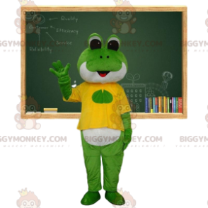 BIGGYMONKEY™ Costume da mascotte Rana verde e bianca vestita di