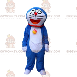 Costume of Doraemon, famous blue and white robot cat -