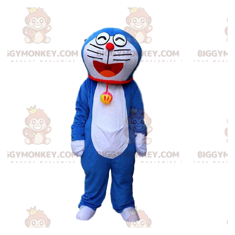 Dräkt av Doraemon, berömd blåvit robotkatt - BiggyMonkey maskot