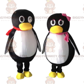 2 Maskot černých a bílých tučňáků BIGGYMONKEY™, pár tučňáků - Rybí maskoti - BIGGYMONKEY_010383 - BiggyMonkey.com