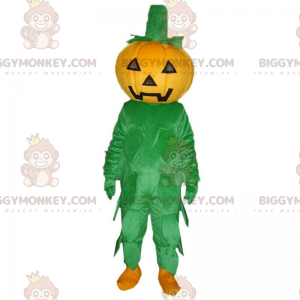 Orange og grøn græskar BIGGYMONKEY™ maskot kostume, græskar