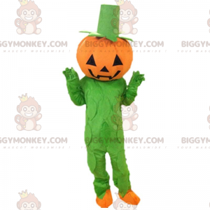 Disfraz de calabaza naranja y verde, disfraz de mascota