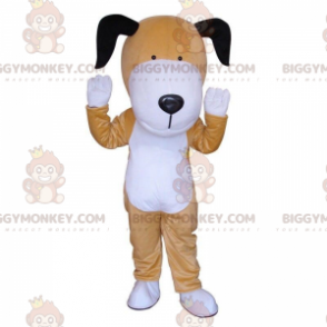 Brun og hvid hund BIGGYMONKEY™ maskotkostume, tofarvet