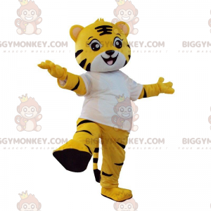 Costume da tigre gialla, bianca e nera, costume felino -