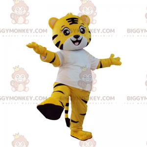 Yellow, white and black tiger costume, feline costume -