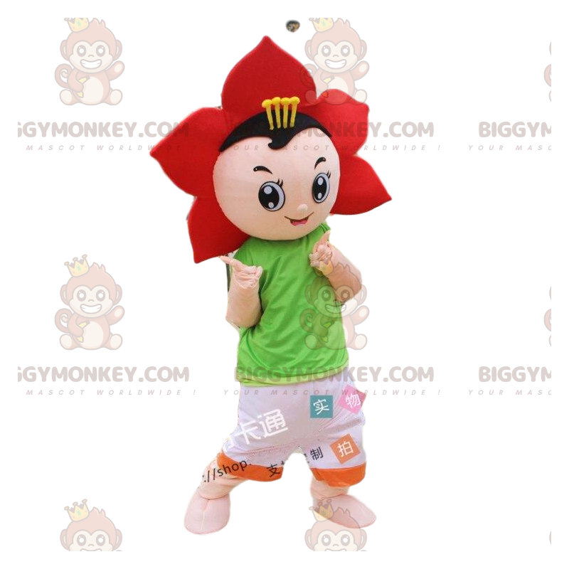 Red flower costume, boy costume with petals - Biggymonkey.com