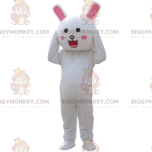 Lächelndes weißes Kaninchenkostüm, Hasenkostüm - Biggymonkey.com