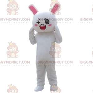 Disfraz de conejo guiño, disfraz de mascota de conejo blanco