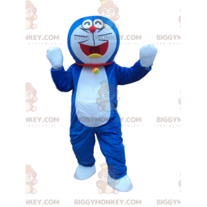 Costume of Doraemon, famous blue and white robot cat -