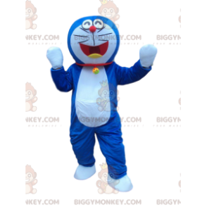 Kostume af Doraemon, berømt blå og hvid robotkat -