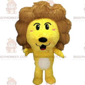 Geel leeuwenkostuum met grote bruine manen - Biggymonkey.com