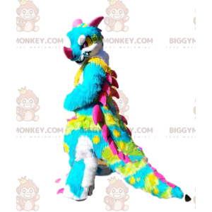 Multicolor Dinosaur BIGGYMONKEY™ Mascot Costume, Colorful Hair