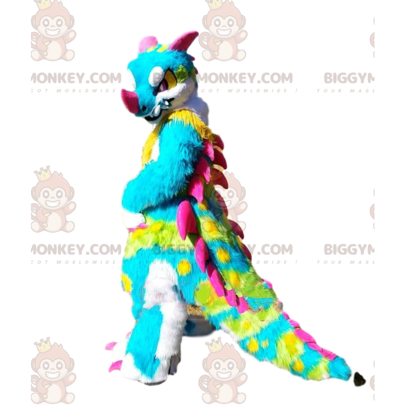 Costume de mascotte BIGGYMONKEY™ de dinosaure multicolore Costume de mascotte BIGGYMONKEY™ de dinosaure multicolore