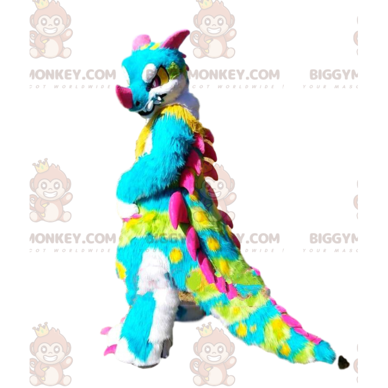 Flerfärgad dinosaurie BIGGYMONKEY™ maskotdräkt, färgglad