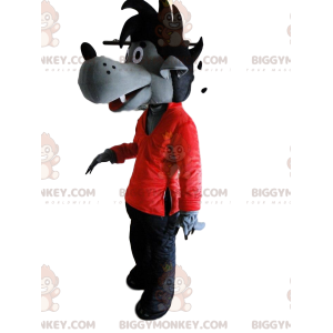 Gray wolf costume in red and black, wolf costume –