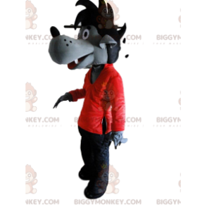Gray wolf costume in red and black, wolf costume -