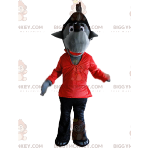 Gray wolf costume in red and black, wolf costume -