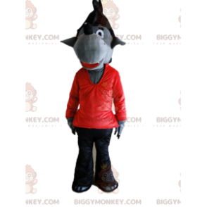 Gray wolf costume in red and black, wolf costume -
