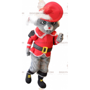 BIGGYMONKEY™ Maskottchenkostüm Gestiefelter Kater Grau mit