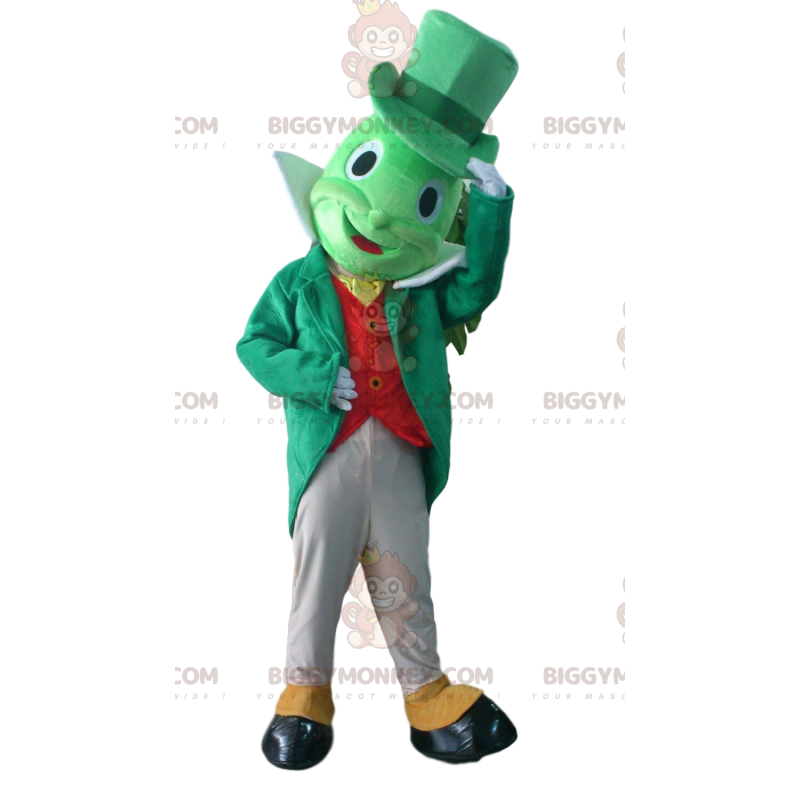 BIGGYMONKEY™ mascot costume from Jiminy Cricket, famous cricket BIGGYMONKEY™ mascot costume from Jiminy Cricket, famous cricket