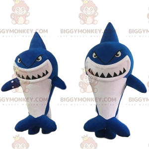 2 gigantische haaienkostuums, blauw en wit - Biggymonkey.com