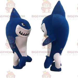 2 fantasias de tubarão gigante, azul e branco - Mascotes de peixe - BIGGYMONKEY_010439 - BiggyMonkey.com