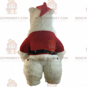 BIGGYMONKEY™ oppustelig hvid bamsemaskotkostume i julemandstøj