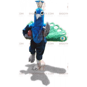 Costume de mascotte BIGGYMONKEY™ de paon vert et bleu -