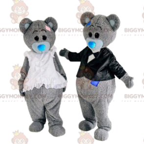 2 βελούδινα κοστούμια γκρι αρκούδας, 2 teddy μασκότ BIGGYMONKEY™ - Μασκότ αρκούδας - BIGGYMONKEY_010444 - BiggyMonkey.com