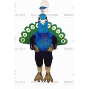 Traje de mascote de pavão verde e azul BIGGYMONKEY™ –