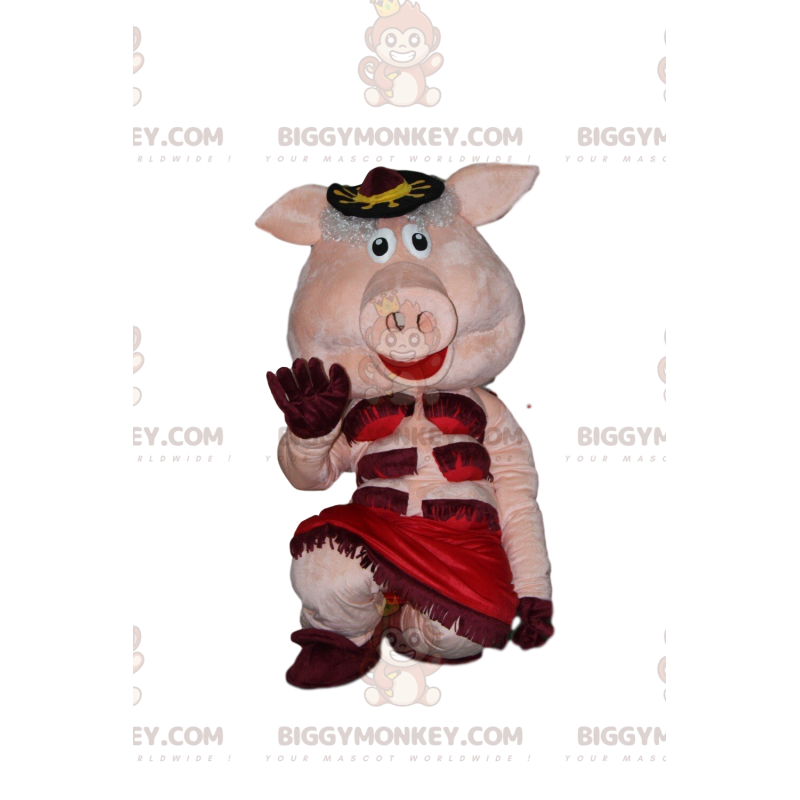 Costume de mascotte BIGGYMONKEY™ de cochon de cabaret Costume de mascotte BIGGYMONKEY™ de cochon de cabaret