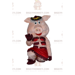 Cabaret pig BIGGYMONKEY™ mascot costume, cabaret fancy dress –
