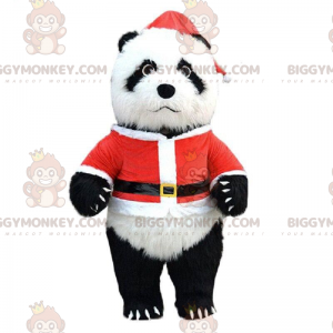 Traje de panda inflável vestido de Papai Noel, ursinho de