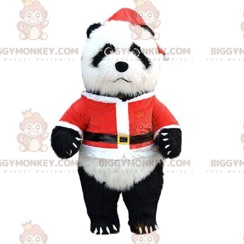 Disfraz de panda hinchable disfrazado de Papá Noel, osito de Disfraz de panda hinchable disfrazado de Papá Noel, osito de