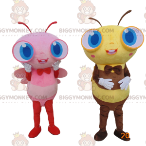 2 gigantiske biekostymer, BIGGYMONKEY™s maskot av fargerike bier - Bie maskoter - BIGGYMONKEY_010478 - BiggyMonkey.com