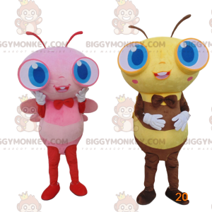 2 kostýmy obřích včel, maskot BIGGYMONKEY™ barevných včel –