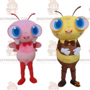 2 giant bee costumes, BIGGYMONKEY™s mascot of colorful bees -