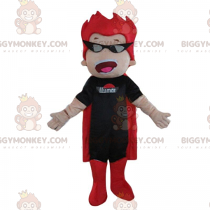 BIGGYMONKEY™ mascot costume of superhero in black and red