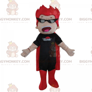 BIGGYMONKEY™ maskotdräkt för superhjälte i svart och röd