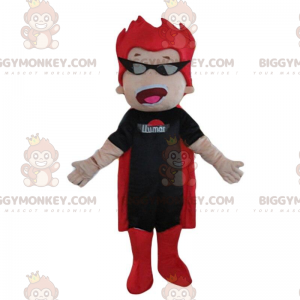 BIGGYMONKEY™ μασκότ στολή υπερήρωα σε μαύρο και κόκκινο ρούχο