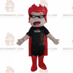 Kostým maskota BIGGYMONKEY™ superhrdiny v černo-červeném