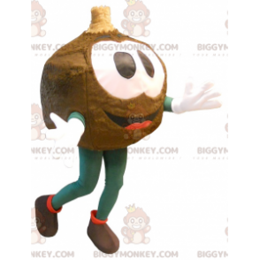Hnědý kostým maskota BIGGYMONKEY™ s velkou kulatou hlavou –