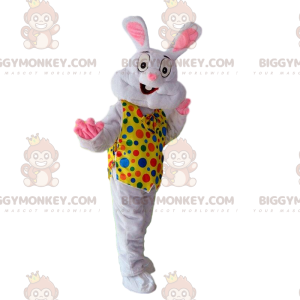 Kostým maskota bílého králíka BIGGYMONKEY™ s barevnou